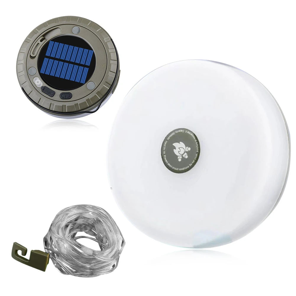 Solar Powered Outdoor Camping Lantern 10m LED Strip IPX4 Waterproof Tent Light