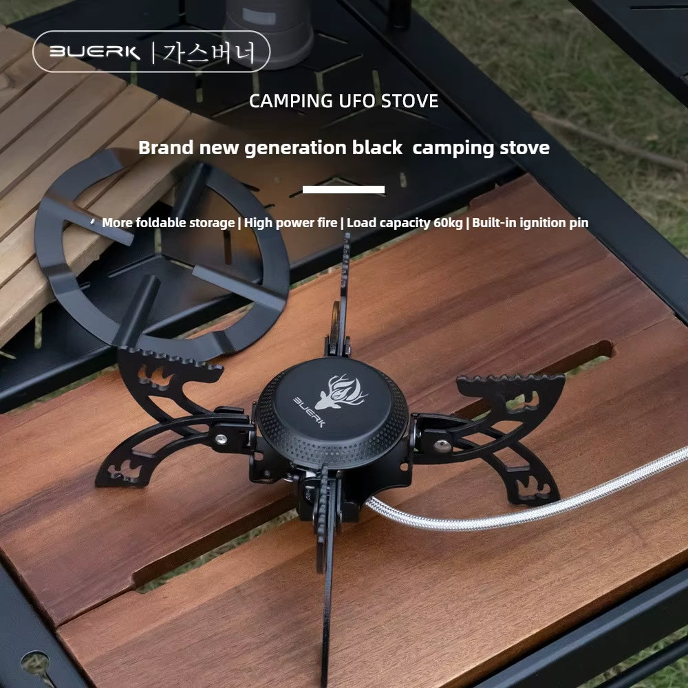 BUERK 3800W Camping Stove Windproof Outdoor Gas Burner 30kg Load-bearing Capacity 380g Light Weight Camping Stove Portable